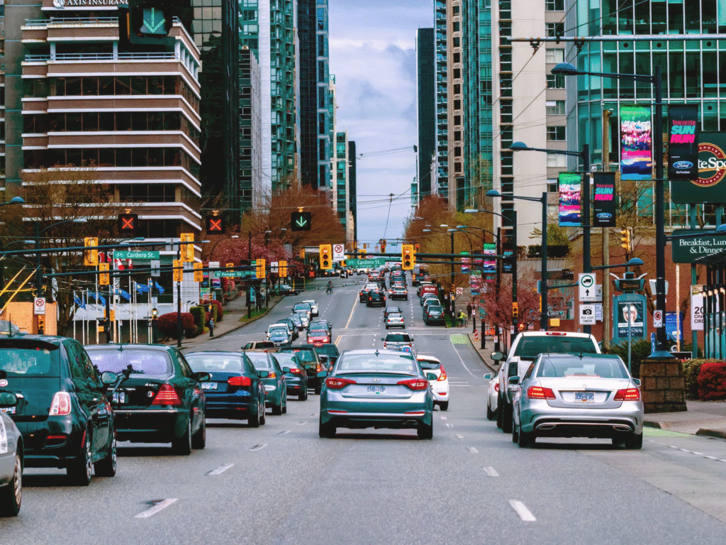 Traffic in Vancouver city