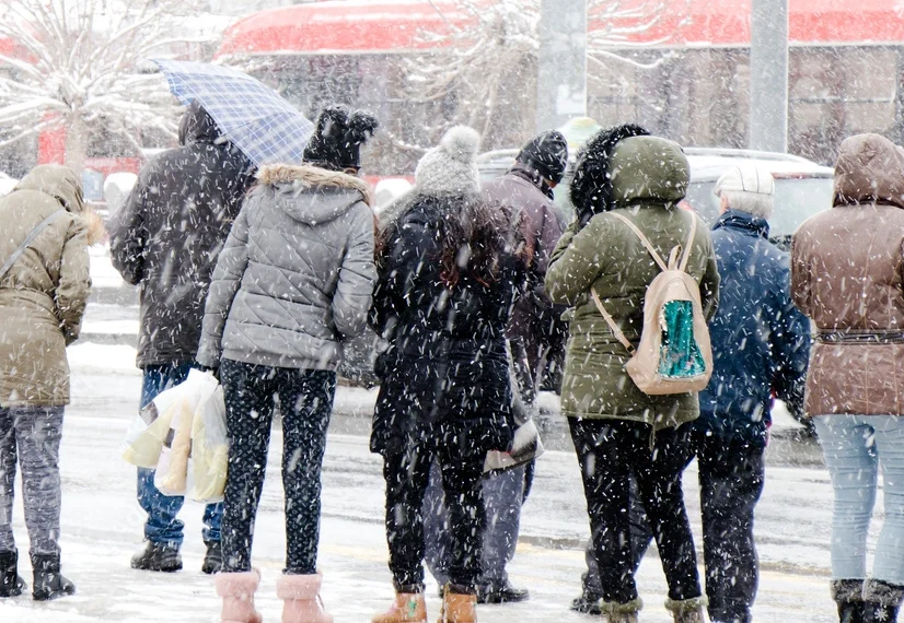 People waiting in lines for bus in Calgary, the reason why renting is better in winter time in Calgary.